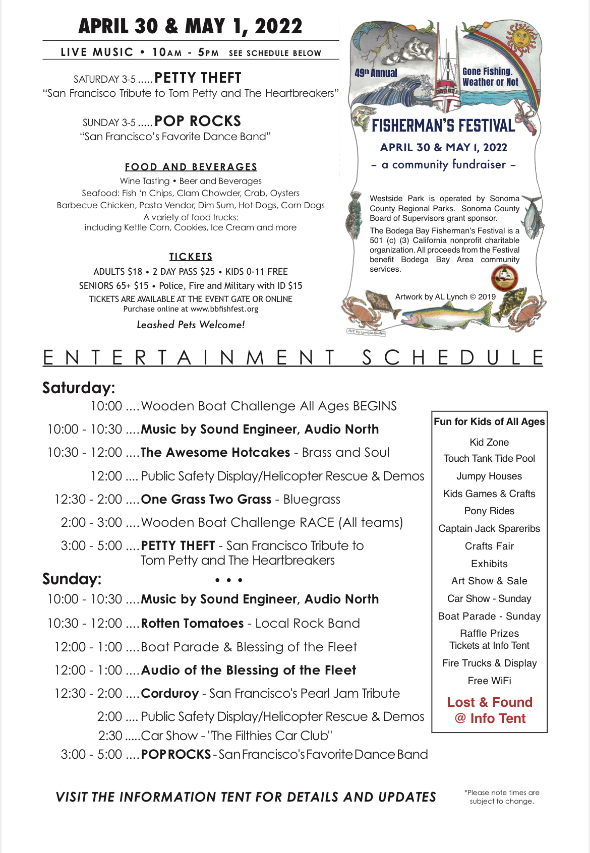 Schedule Bodega Bay Fisherman's Festival